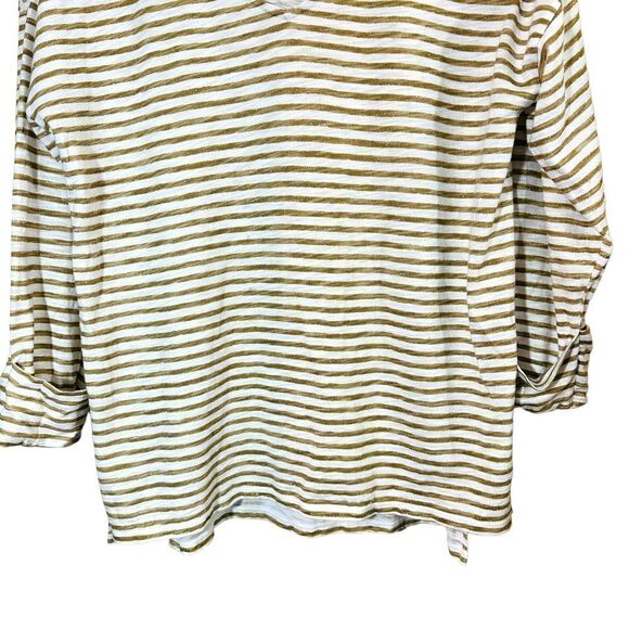 Chico’s Gold Sparkle Striped V-Neck Top Size XS - Picture 4 of 8